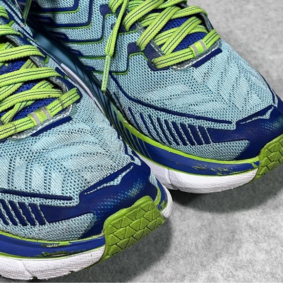 Hoka One Clifton 4 Womens 6.5 Running Walking Shoes 1016724 Sneakers Blue Green - Picture 6 of 12